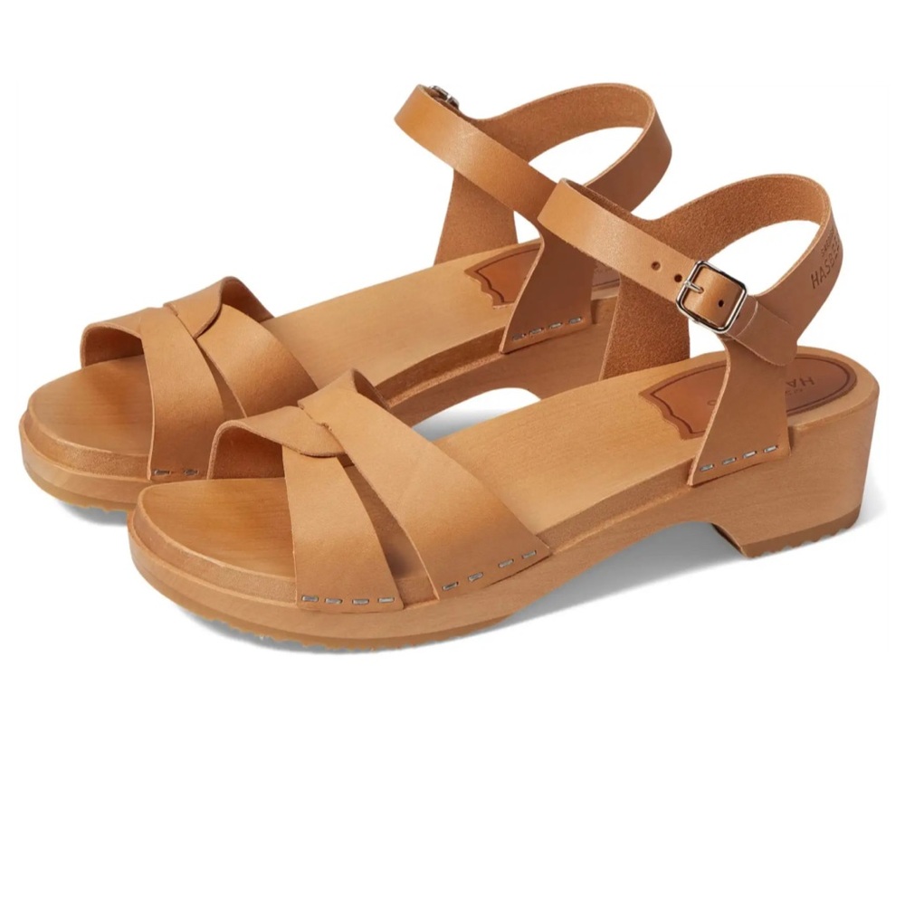 Swedish Hasbeens plain strap sandal size 39 color natural